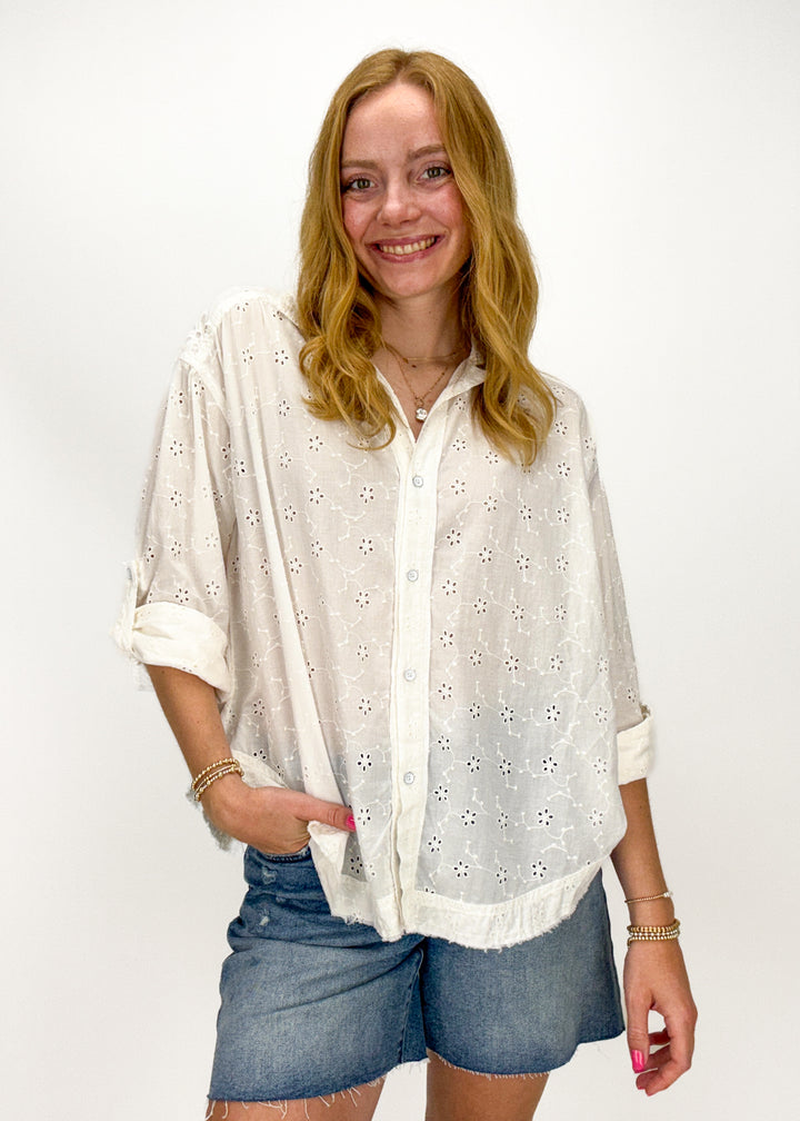 Free People Mae Eyelet Shirt