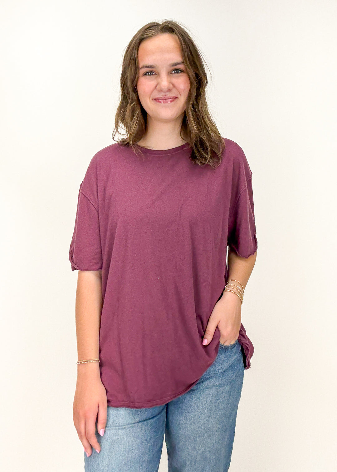 Free People Nina Tee - Maroon