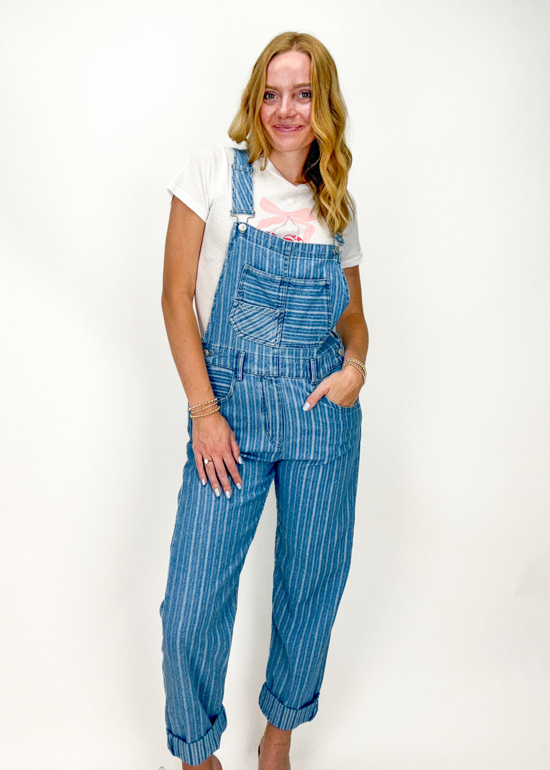 Free People Ziggy Overall - Novelty Stripe