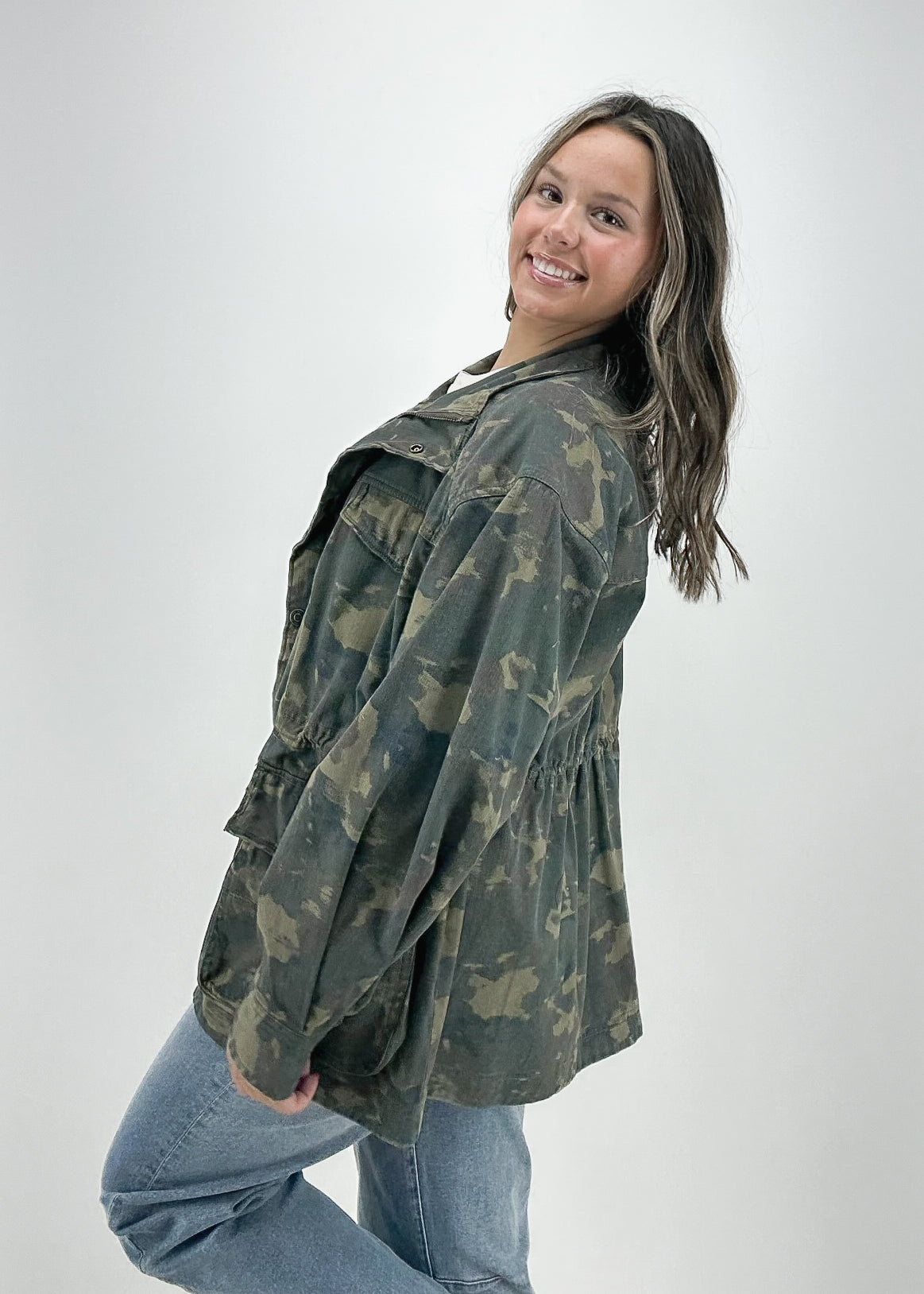 Free People Camo good Printed Denim Jacket