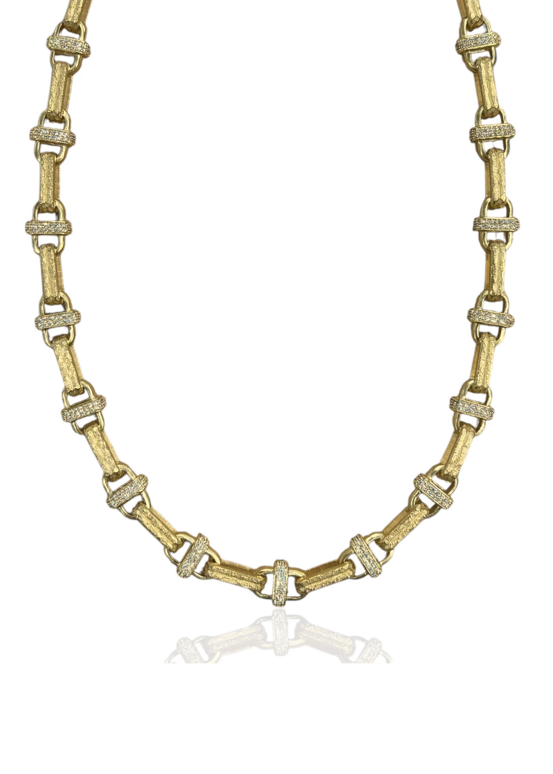 Women's gold chain necklace with pave CZ's