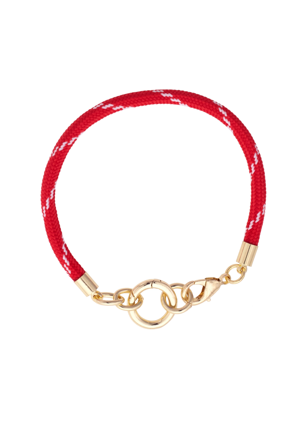 Gold paracord bracelet with a gold clasp on a white background