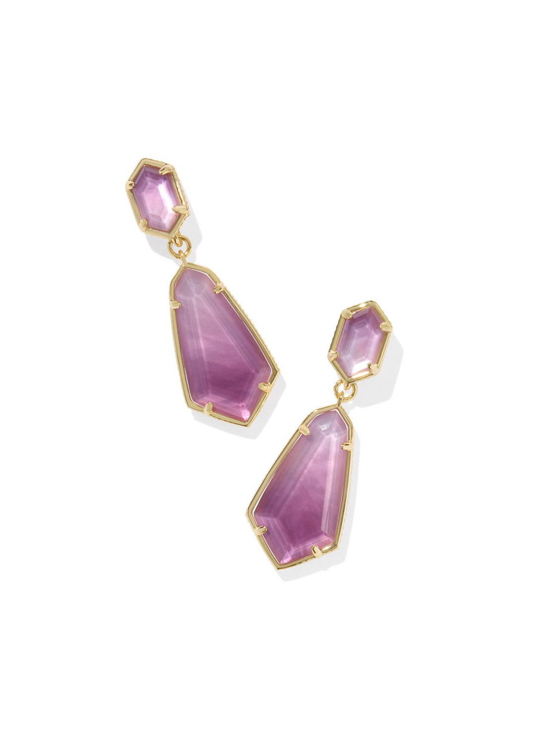 Kendra Scott Hallie Convertible Earrings in Gold/Purple Watercolor Illusion