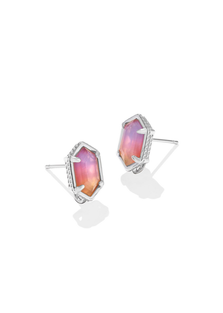 Kendra Scott Hallie Convertible Drop Earrings - Rhodium/Sunrise Watercolor Illusion