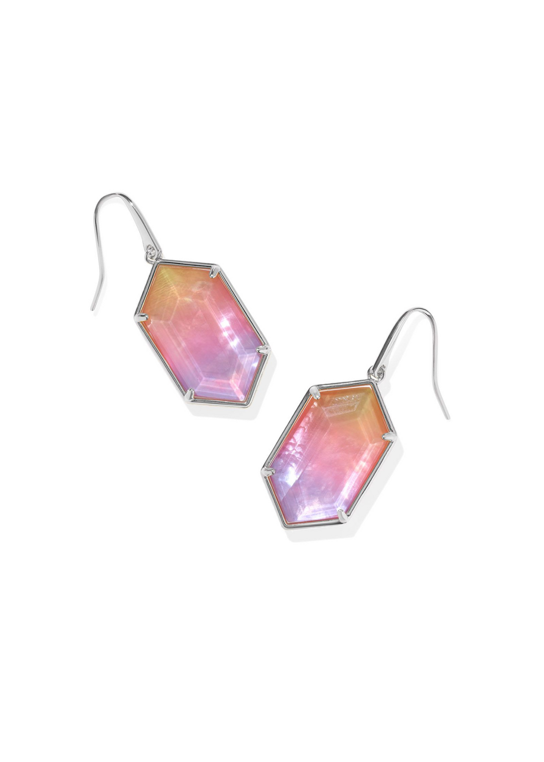 Kendra Scott Hallie Drop Earrings in Rhodium/Sunrise Watercolor Illusion