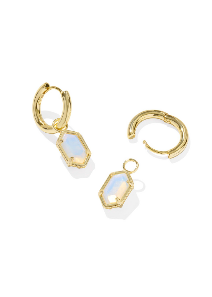 Kendra Scott Hallie Huggie Earrings - Gold/Opalite Illusion