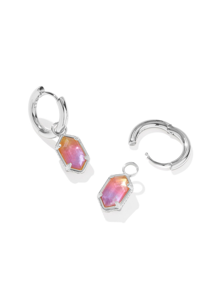 Kendra Scott Hallie Huggie Earrings - Rhodium/Sunrise Watercolor Illusion