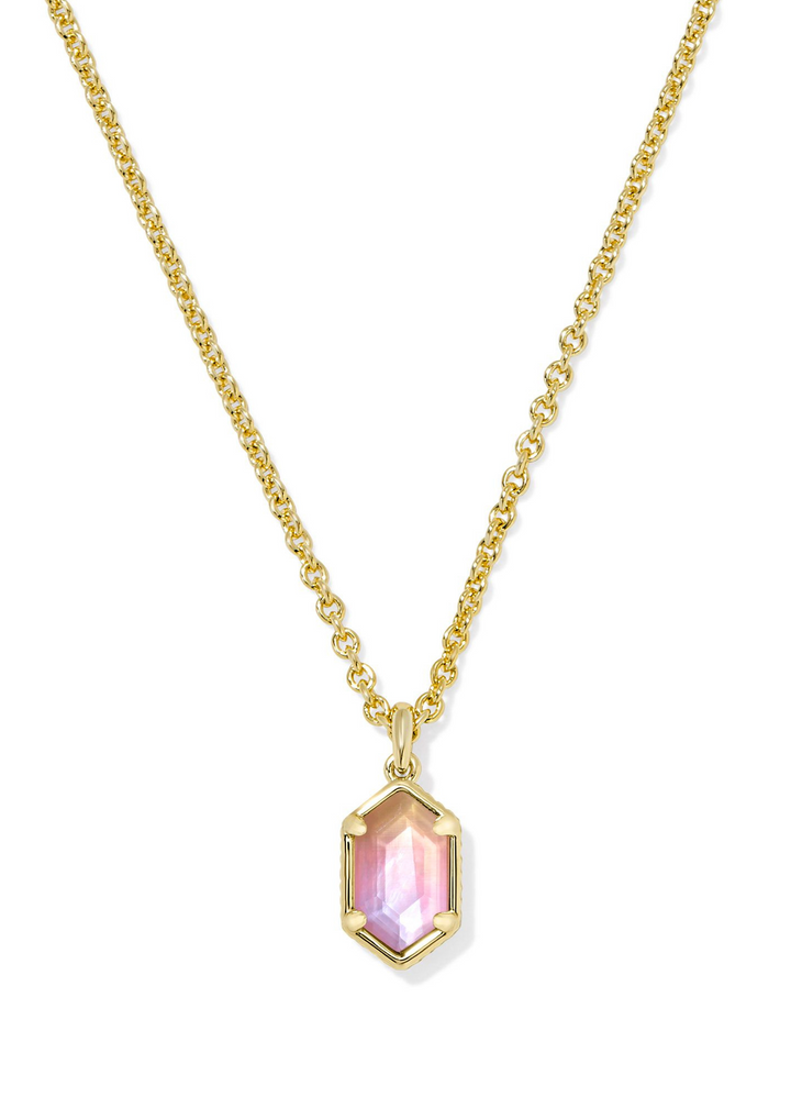 Kendra Scott Hallie Short Pendant Necklace in Gold/Sunrise Watercolor Illusion