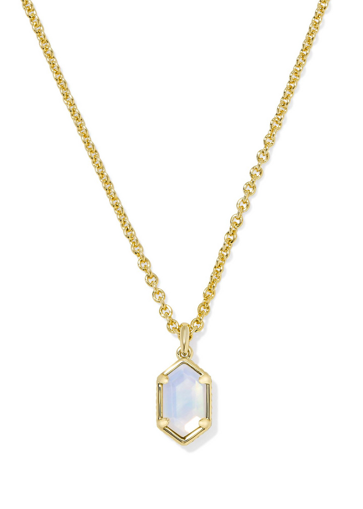 Kendra Scott Hallie Short Pendant Necklace in Gold/Opalite Illusion