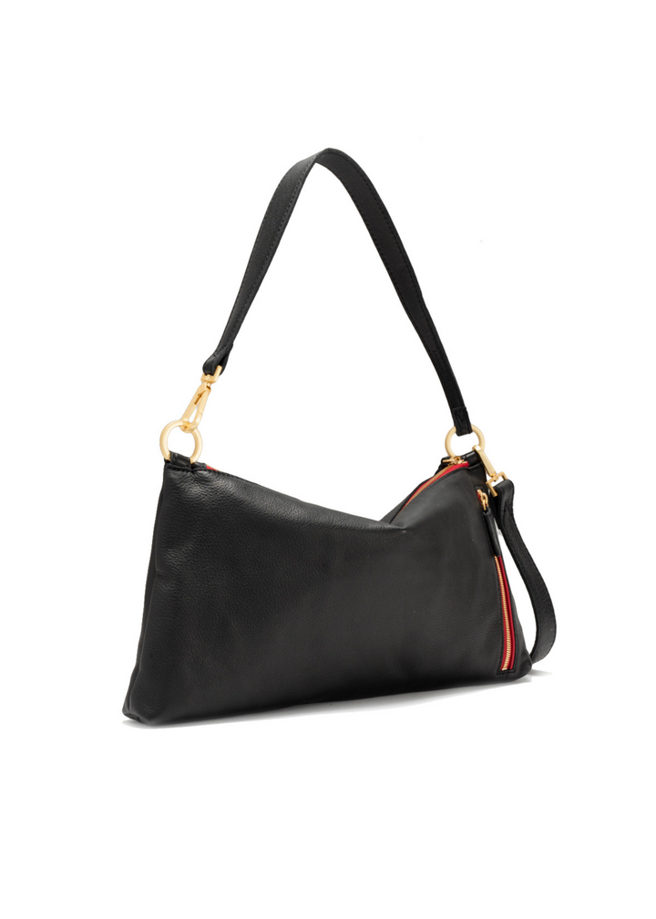 Hammitt Kyle Medium Handbag - Black/Brushed Gold Red Zipper