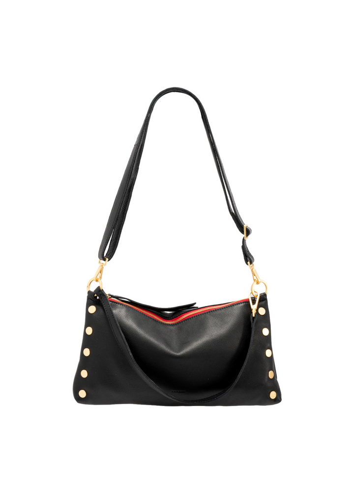 Hammitt Kyle Medium Handbag - Black/Brushed Gold Red Zipper
