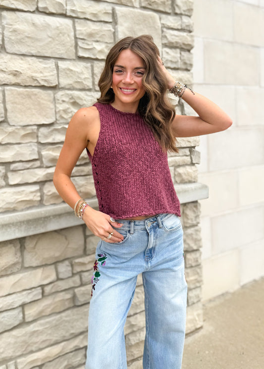 Free People Opal Knit Tank - Sangria