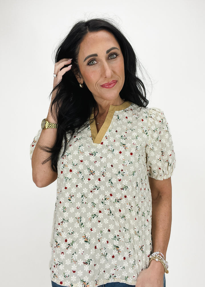 Penny Floral Top - Ivory
