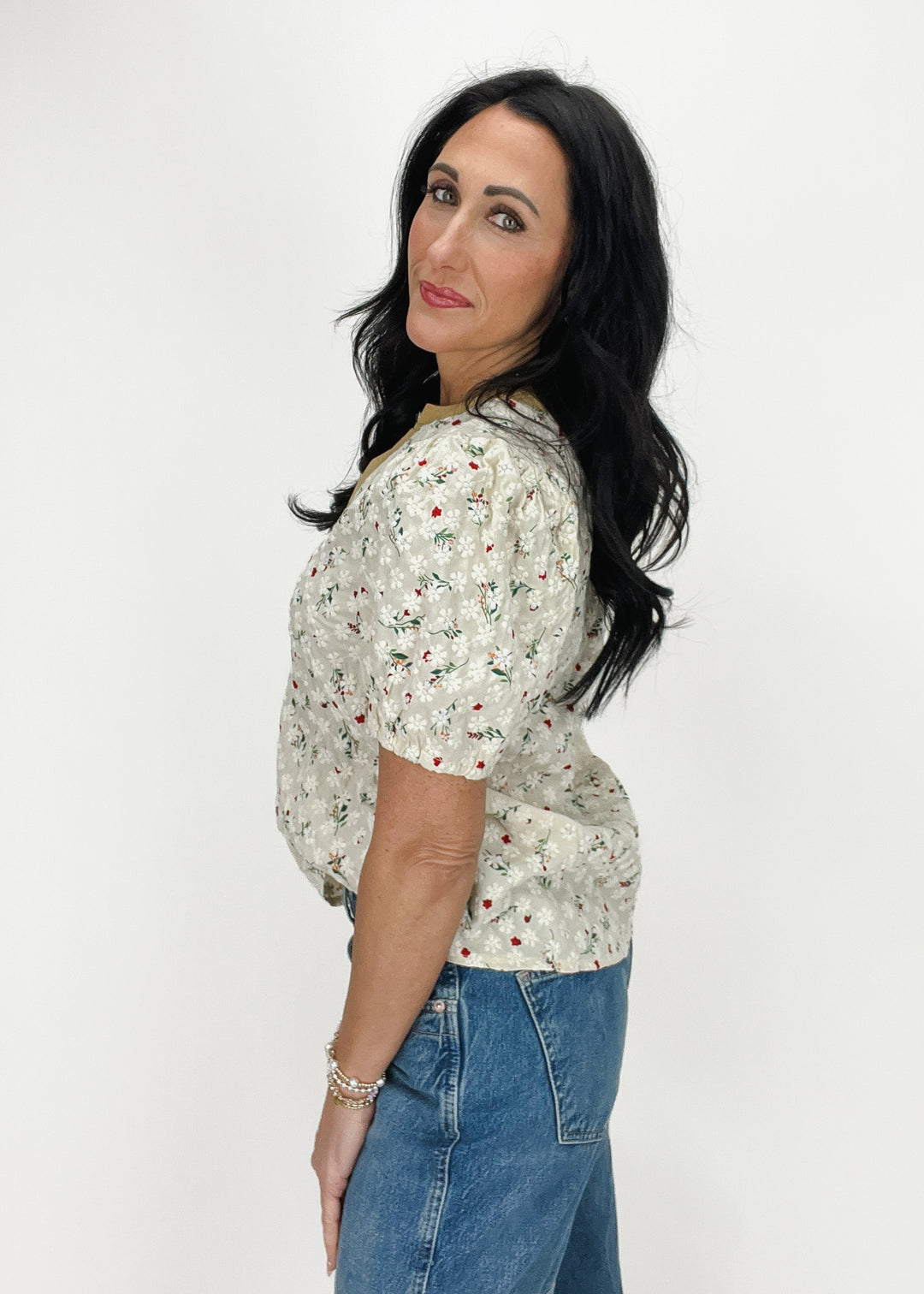 Penny Floral Top - Ivory