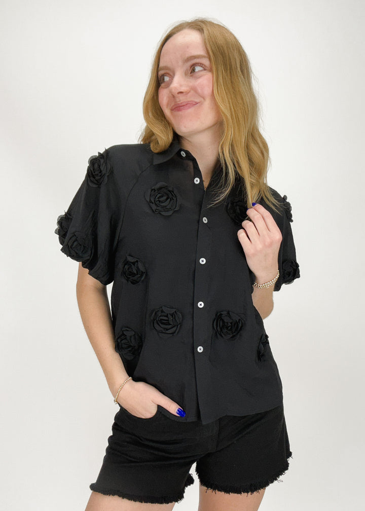 Astrid Rose Button Down - Black