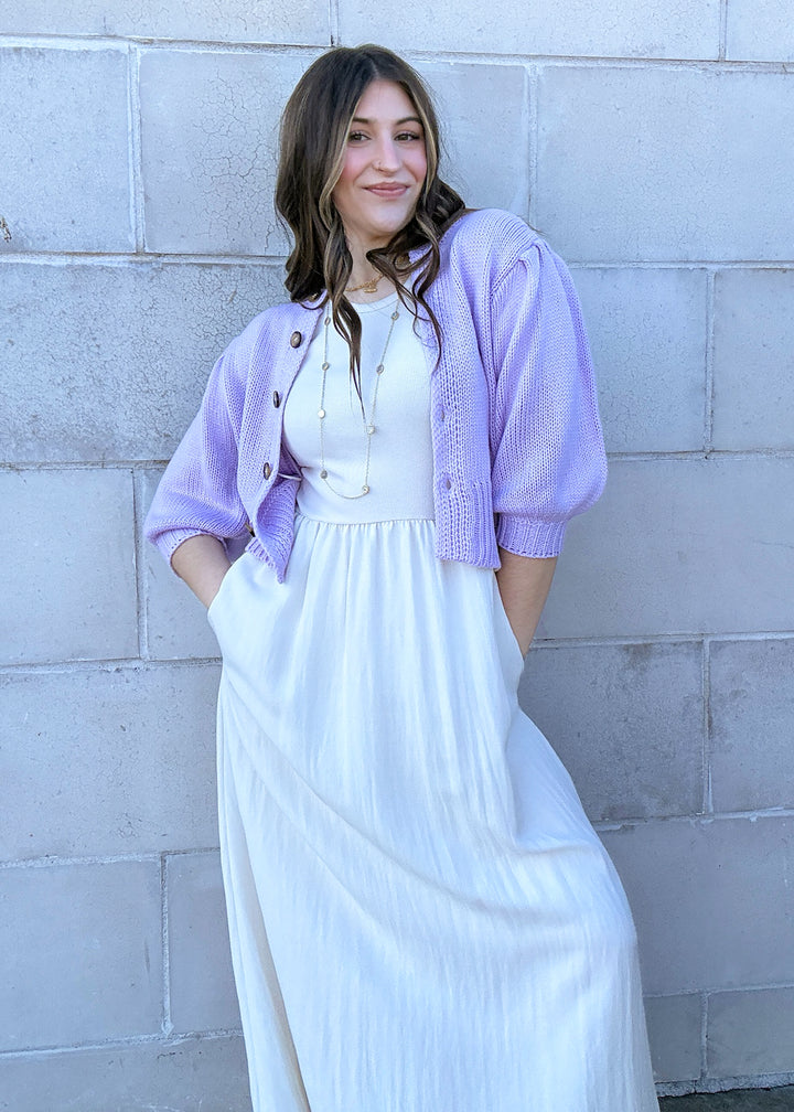 Rosie Button Down Sweater - Lavender