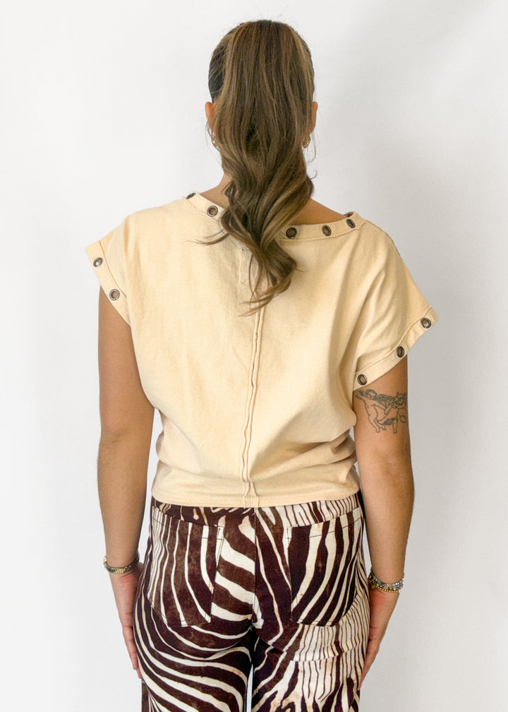 Scarlett Grommet Trimmed Boat Neck Top