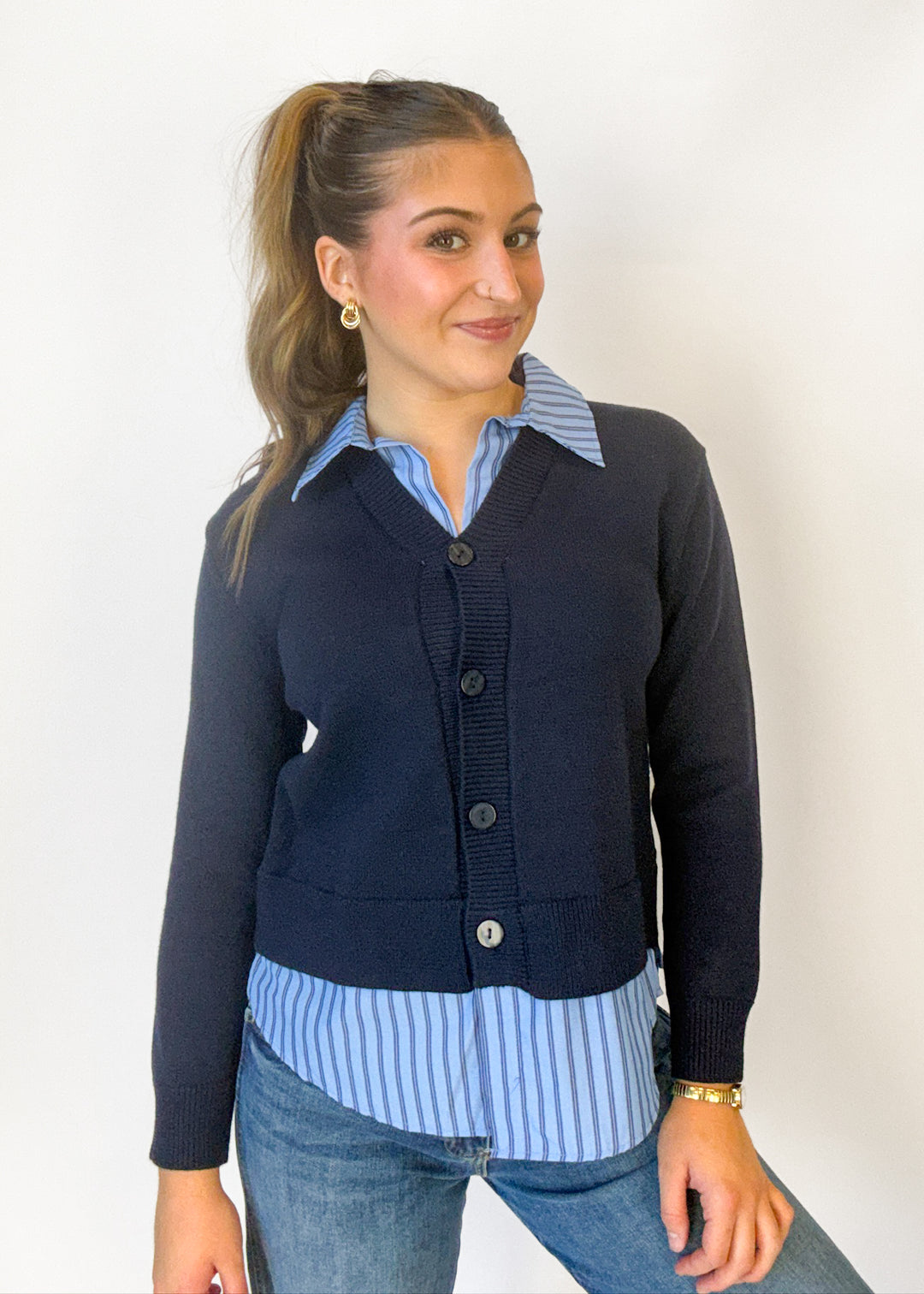 Lila Layered Button Down Cardigan