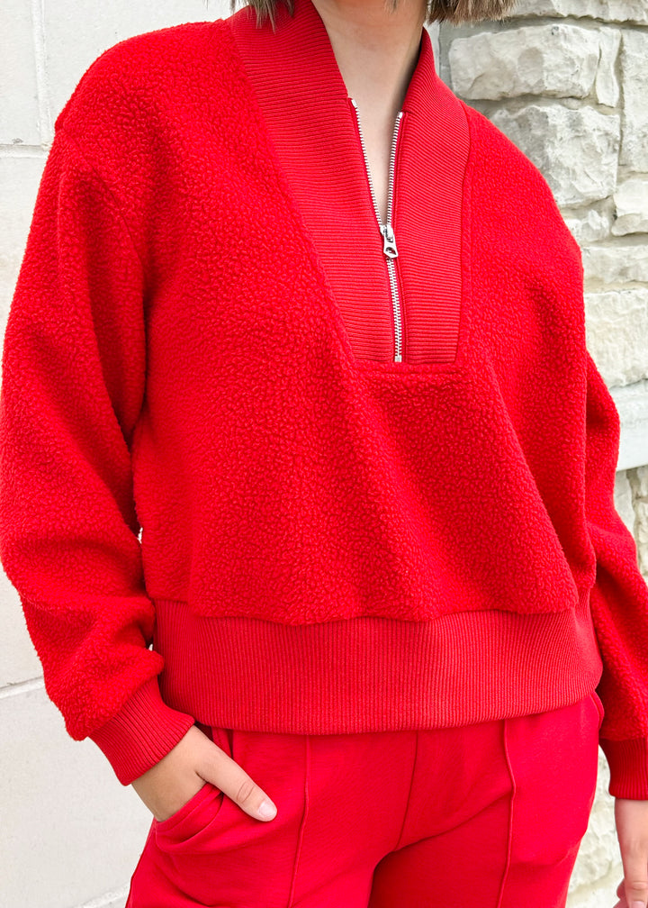 Varley Mumford Half Zip Fleece - Washed Red