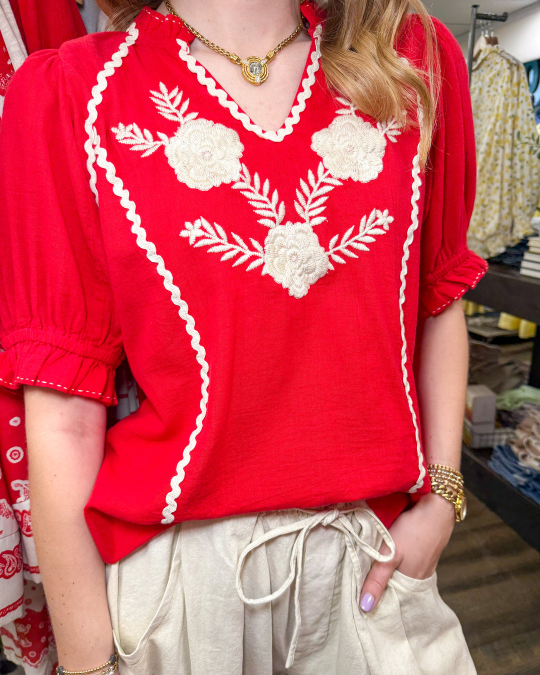 Sister Mary Dana Embroidered Top