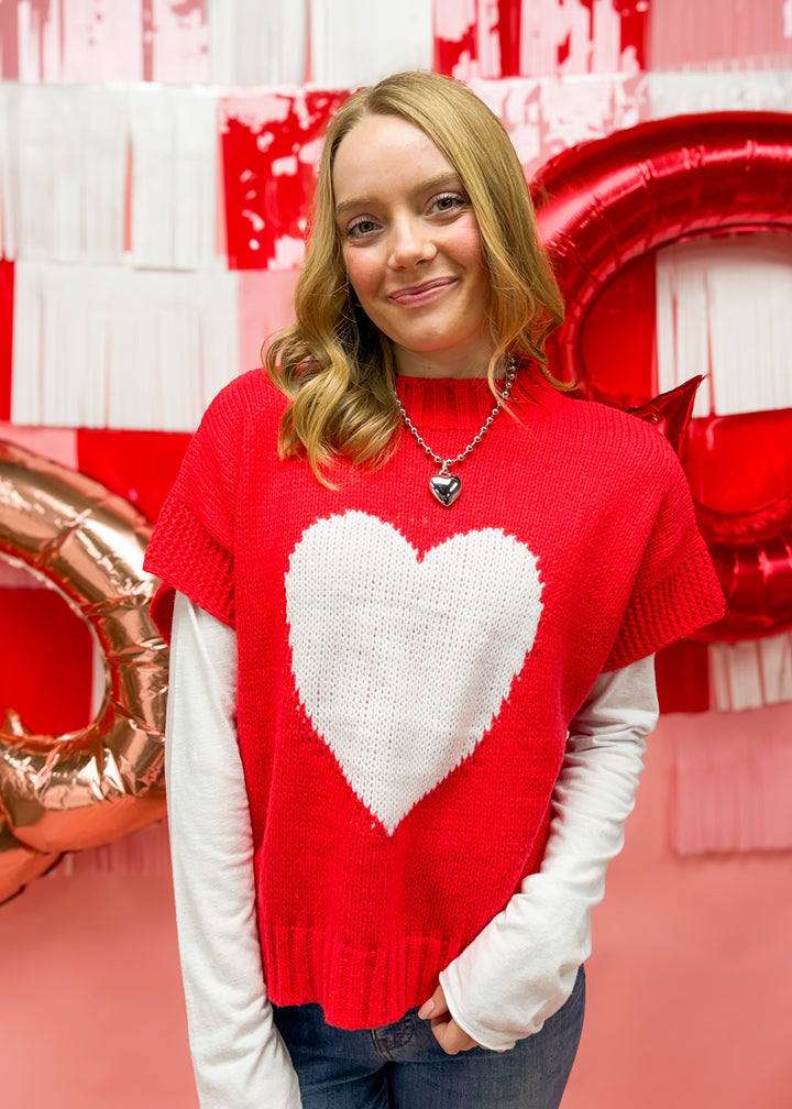 Heart to Heart Sleeveless Sweater (XL fits like a medium, etc)