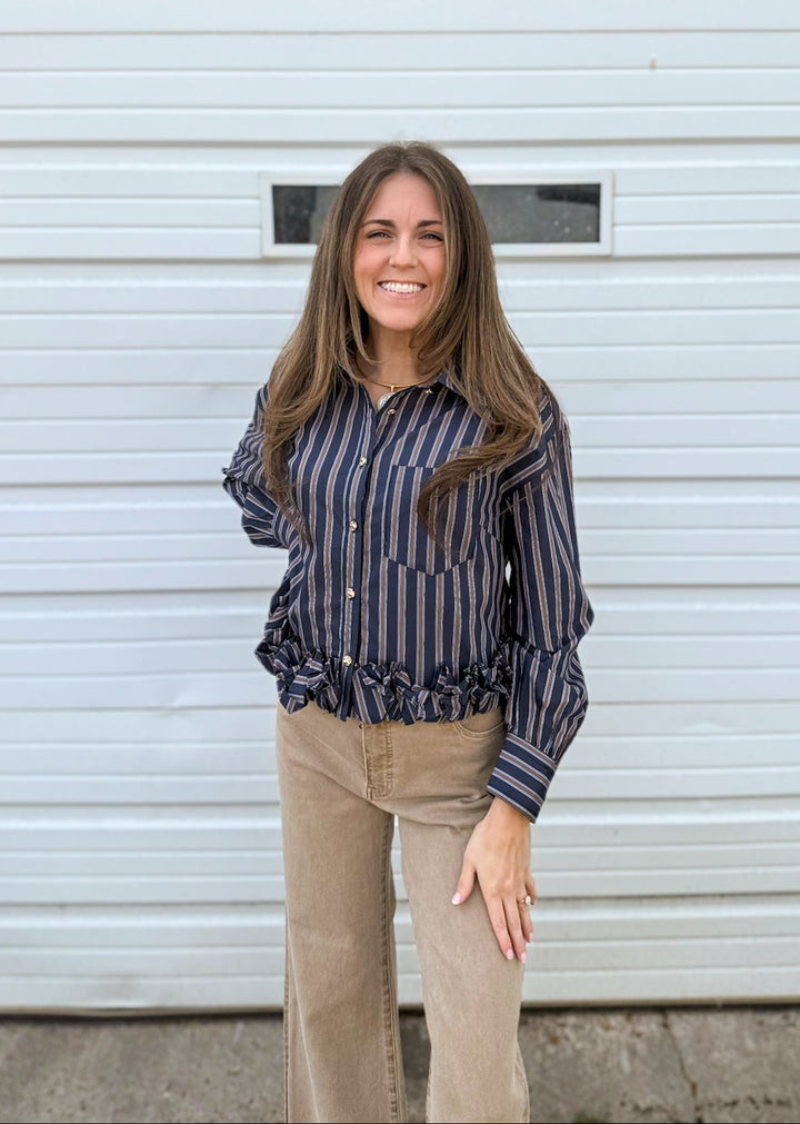 Elizabeth Striped Ruffle Blouse