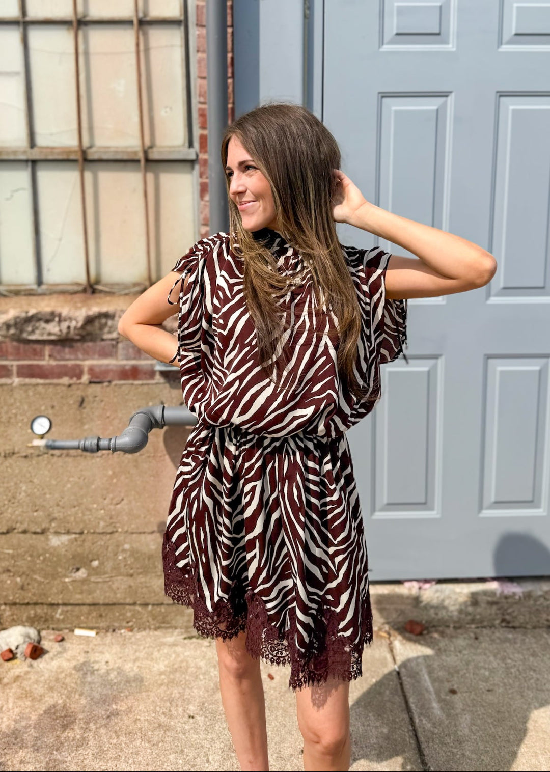 Camila Zebra Print Lace Mini Dress