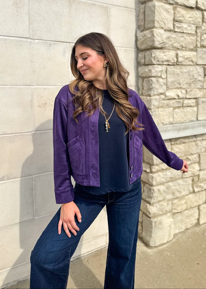 Mia Knit Jacket - Eggplant