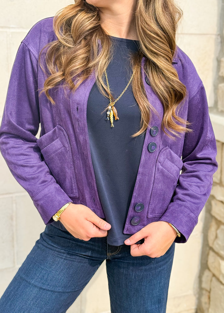 Mia Knit Jacket - Eggplant
