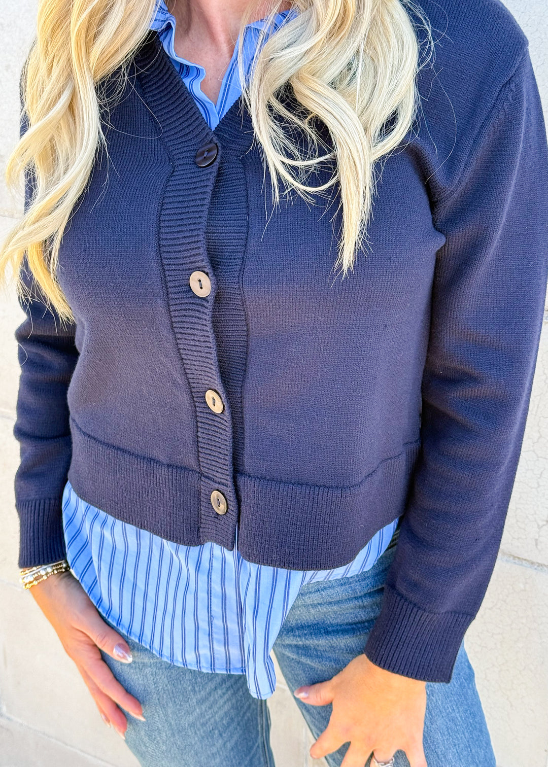Lila Layered Button Down Cardigan