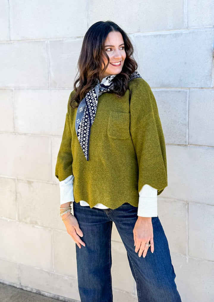 Maya Scalloped Knit Sweater