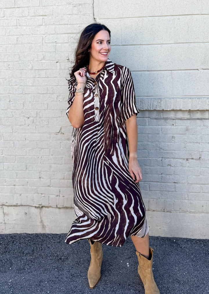 Logan Zebra Midi Dress