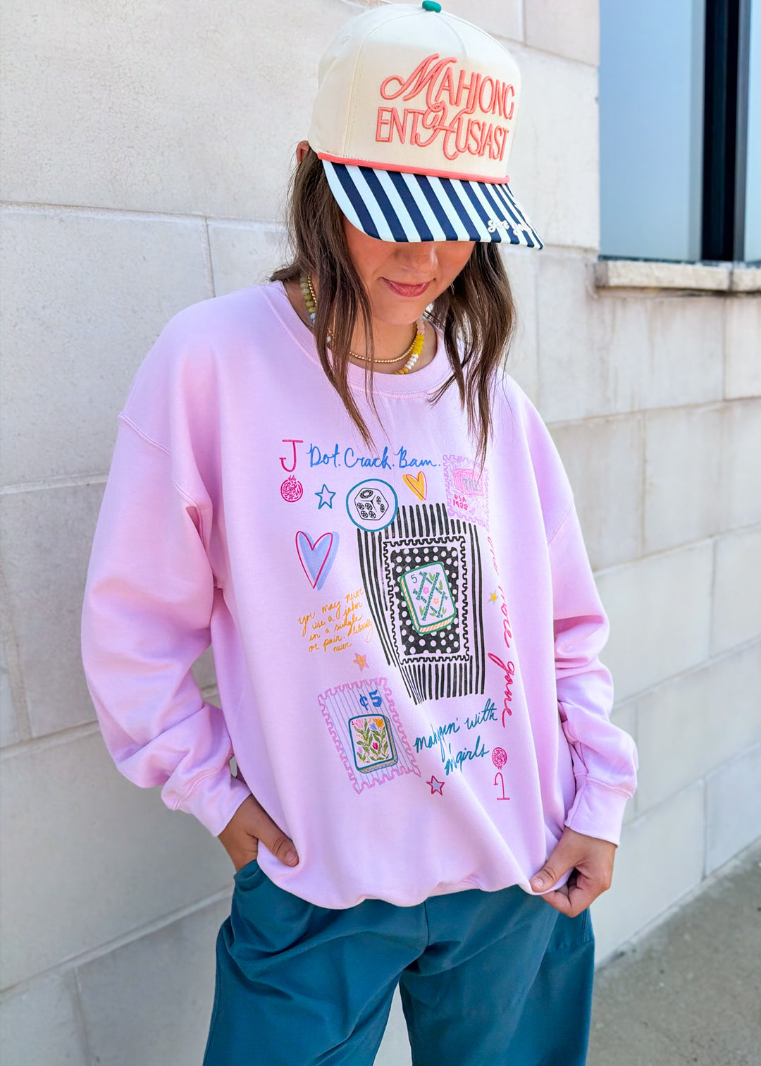 Poppy and Pine Mahjong Sweatshirt