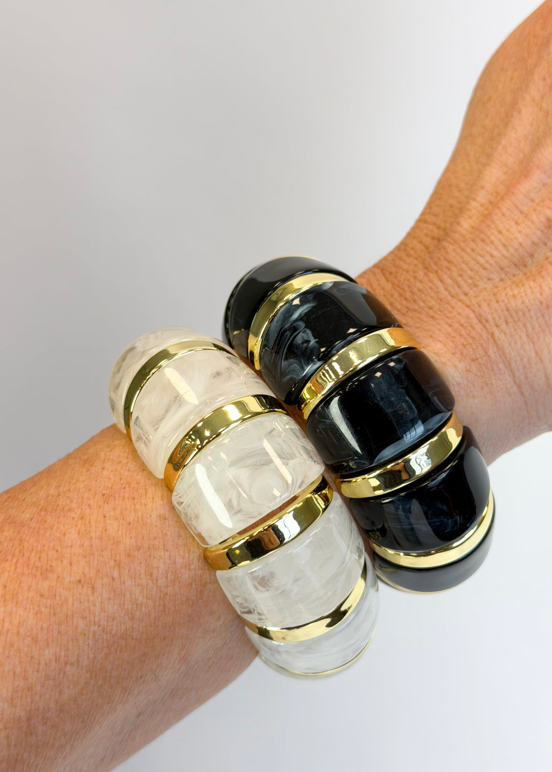 Emerson Marble Stretch Bracelet - Black