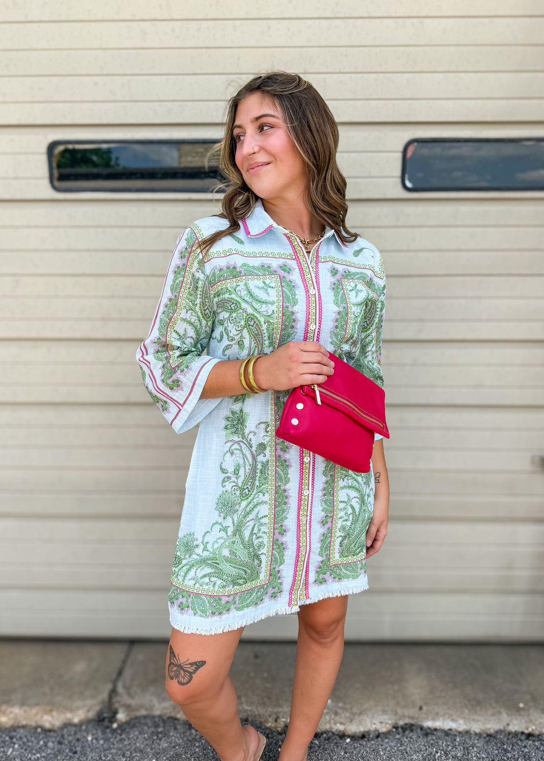 Uncle Frank Paisley Shift Mini Dress Blue / S
