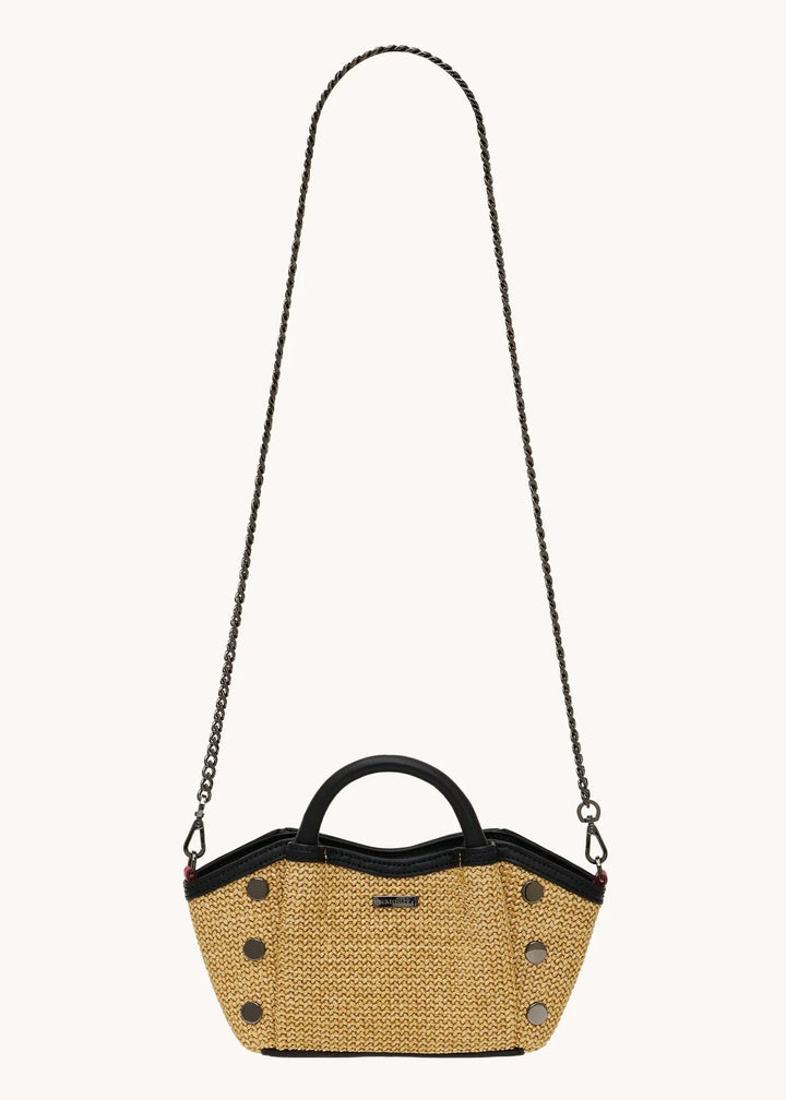 Hammitt Paul Mini Handbag - Noir Smooth Raffia/Gunmetal