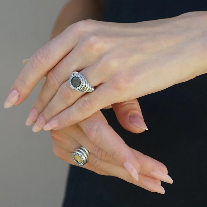 Tat2 Designs Vintage Silver Scalloped Poppy Coin Ring