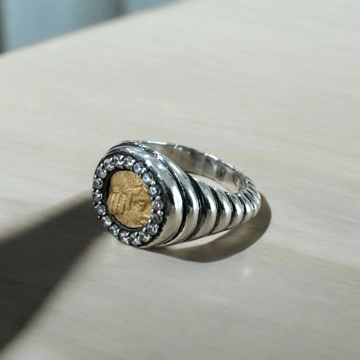 Tat2 Designs Vintage Silver Scalloped Poppy Coin Ring