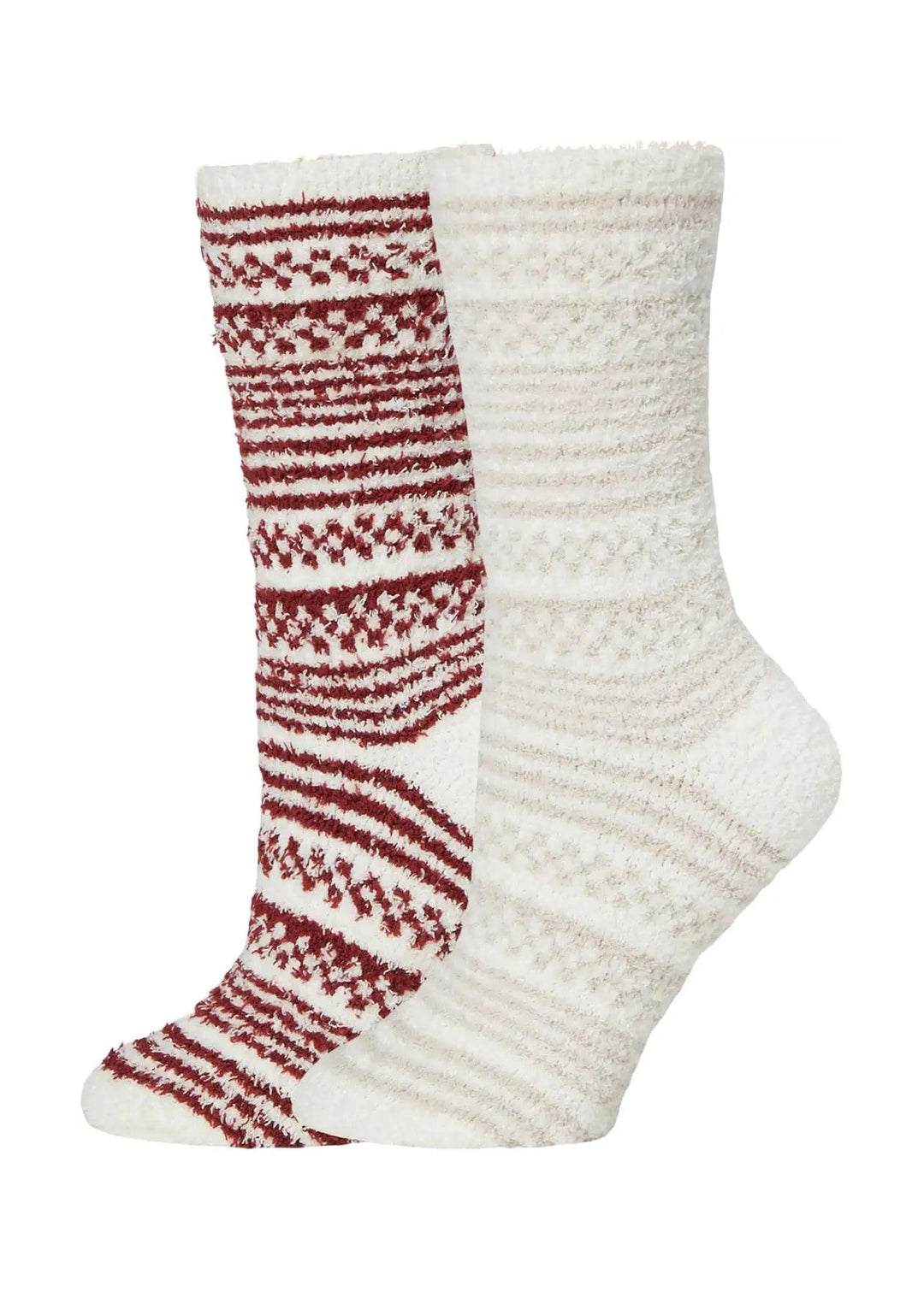 Barefoot Dreams CozyChic Checkered Stripe Sock - Crimson