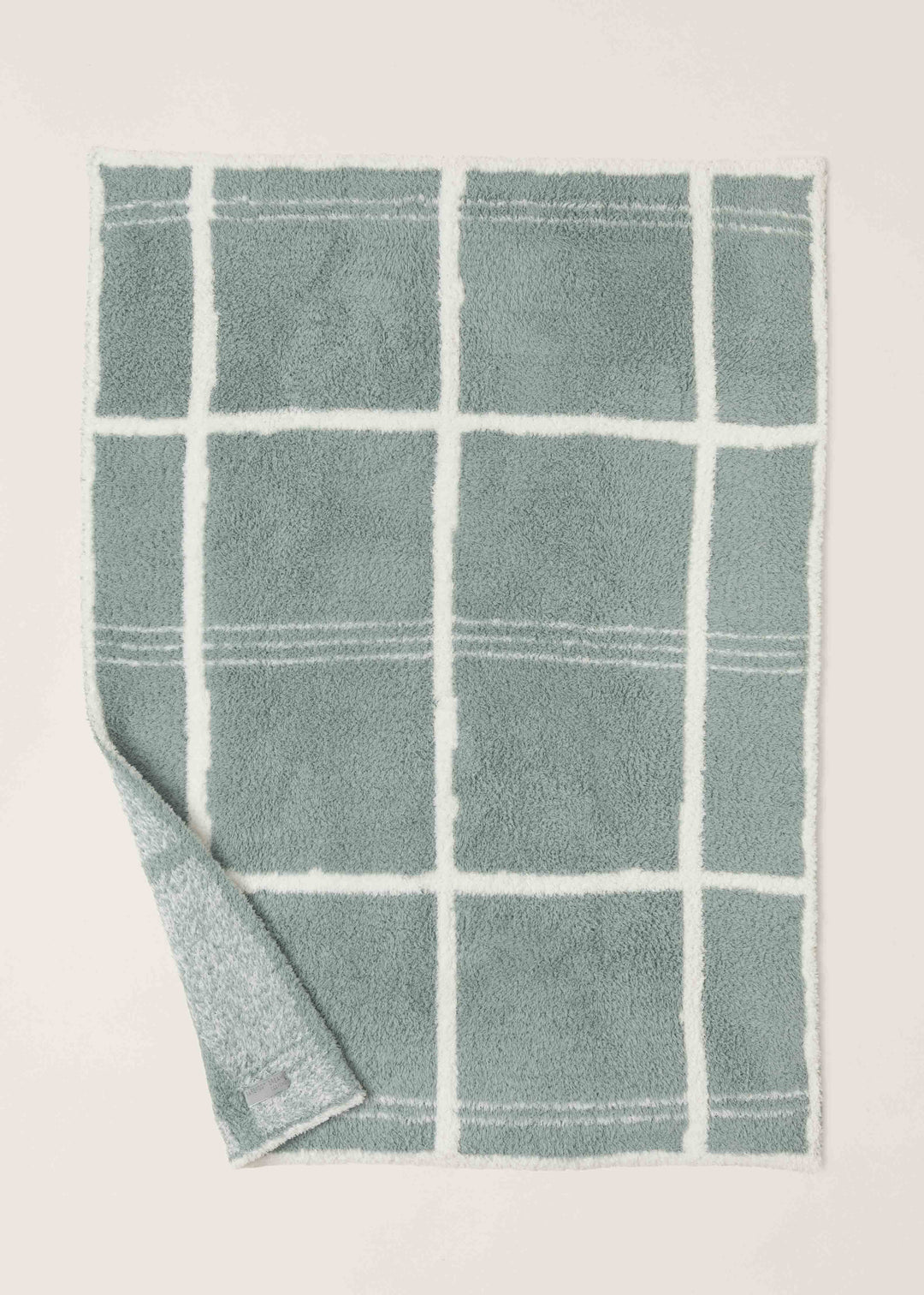 Barefoot Dreams CozyChic Grid Plaid Stroller Blanket-Sage Green/Cream