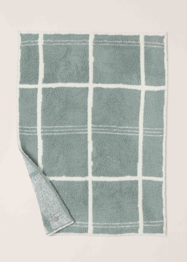Barefoot Dreams CozyChic Grid Plaid Stroller Blanket-Sage Green/Cream