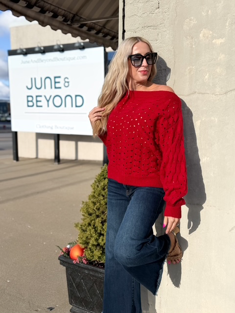 Elan Addison Open Knit Sweater