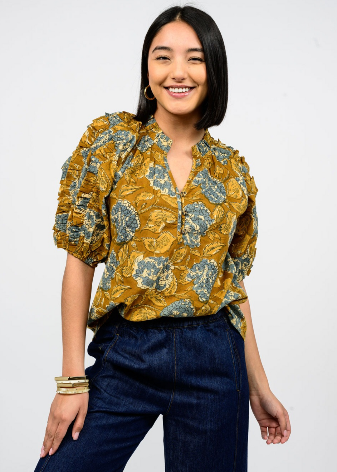 Ivy Jane Hydrangea Puff Sleeve Top