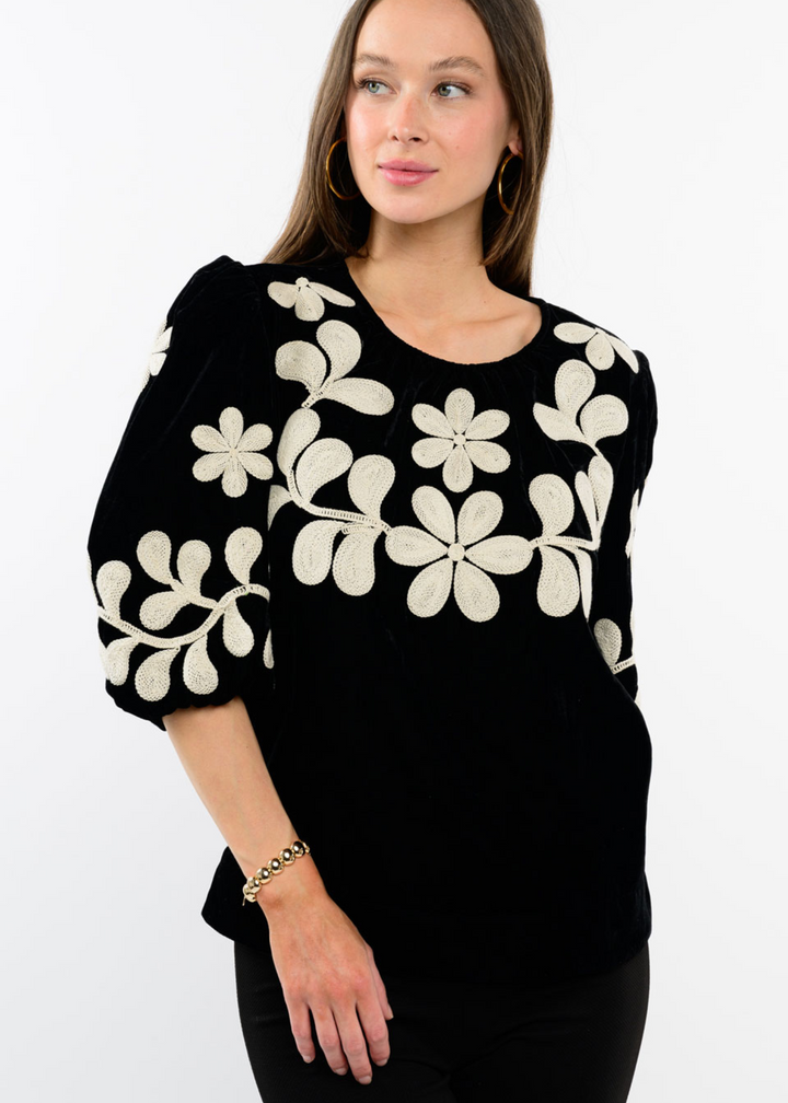 Ivy Jane Velvet Embroidered Top