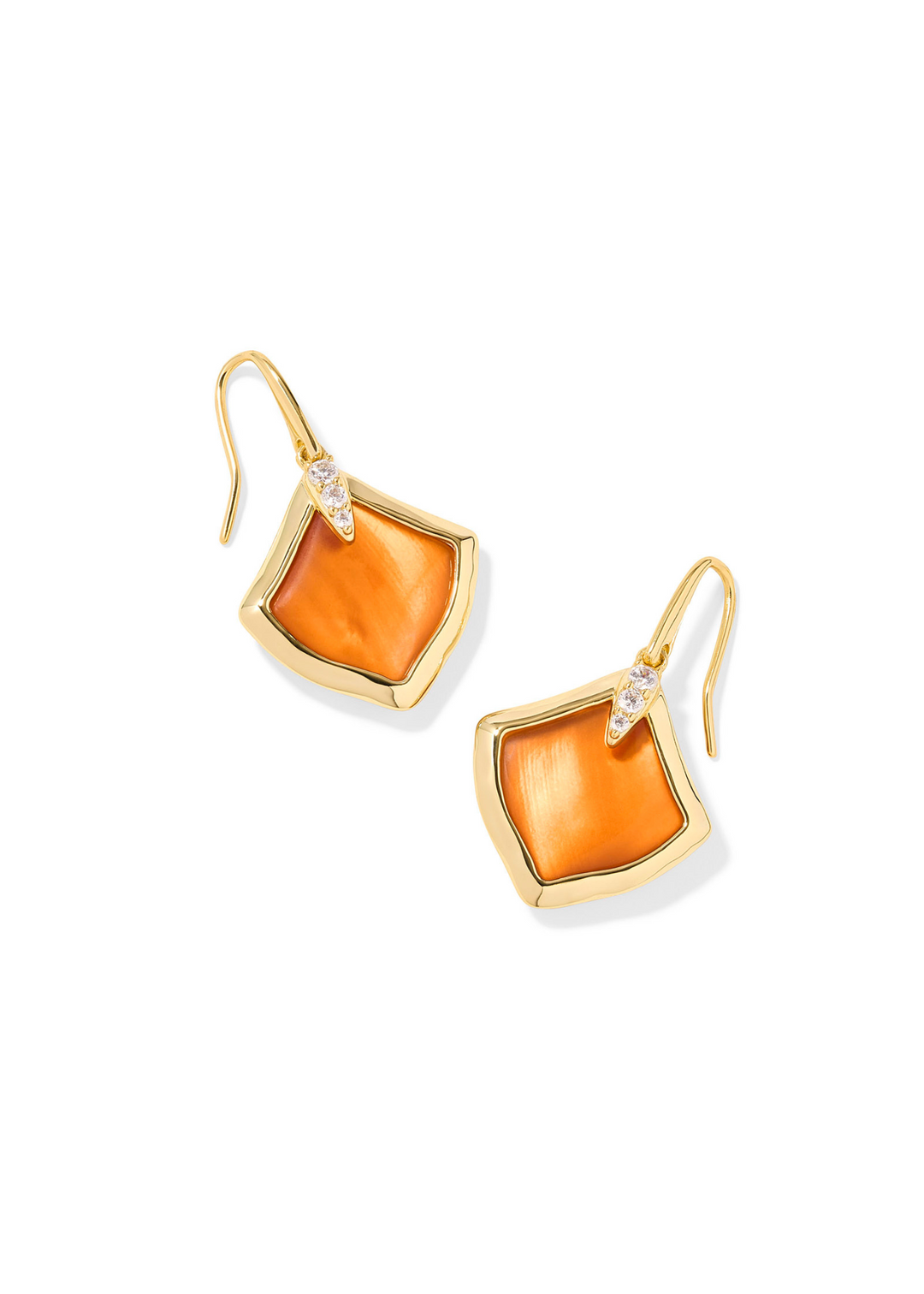 Kendra Scott Joelle Gold Drop Earrings in Papaya Mother of Pearl