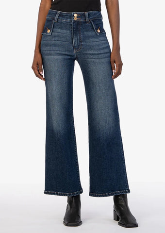 Crazy June Women's Plus Size High Waist Mini Flare Jeans, High