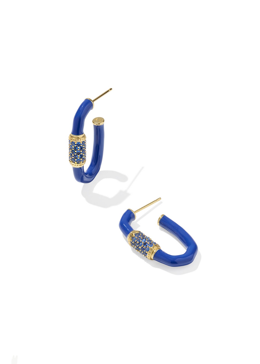 Women's cobalt blue mix hoop earrings with gold accents
