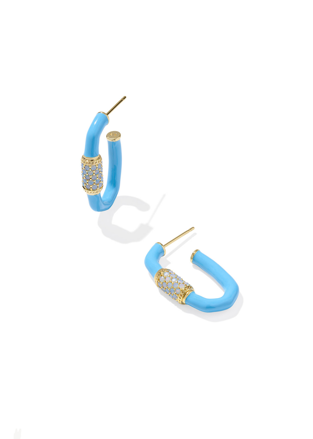 Women's hoop earrings in periwinkle with gold accents