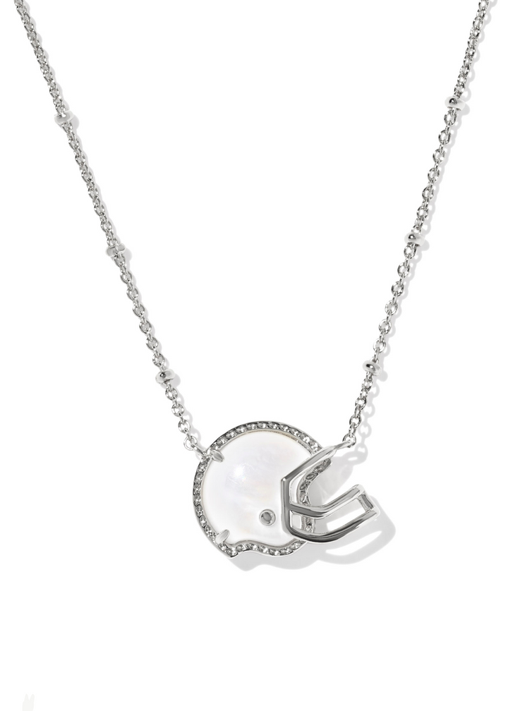 Womens silver necklace with a white football helmet pendant