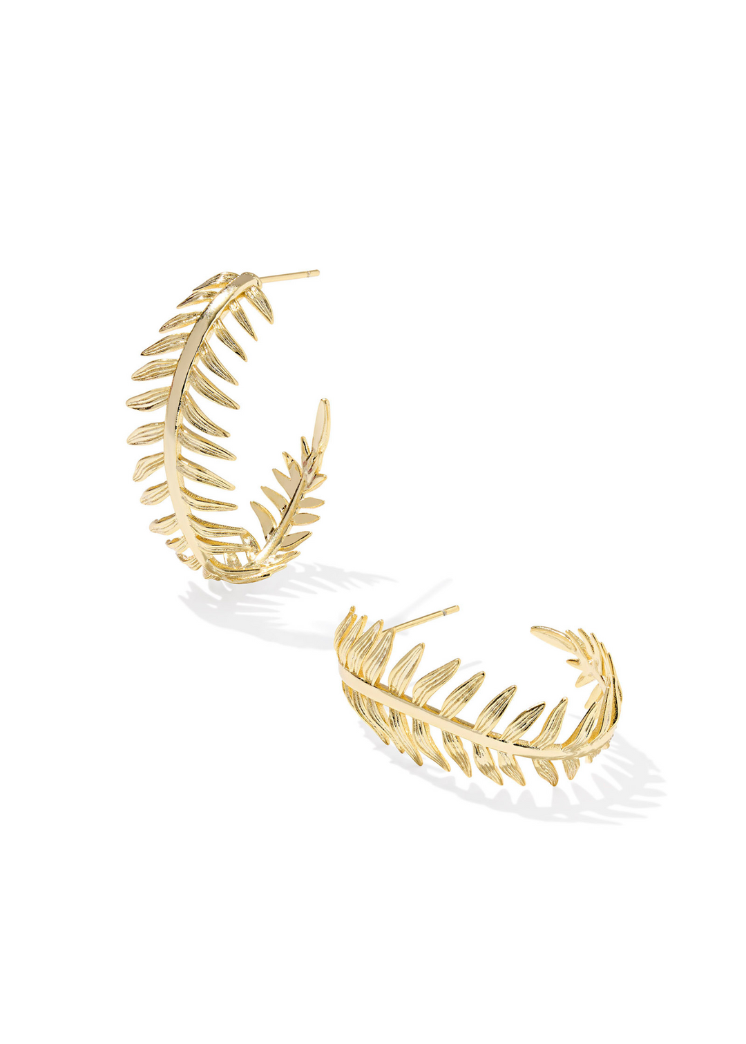 Foliage patterned gold hoop earrings